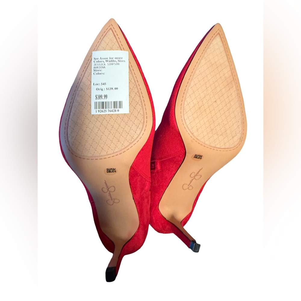 Jessica Simpson NWT Sz 8M Elegant Red Fabric Over the Knee Heeled Boots (SH158) - Picture 7 of 12